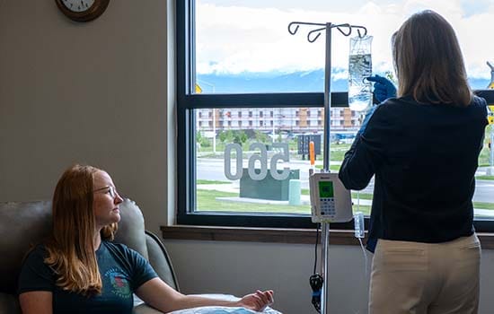 Nurse preparing medical infusion