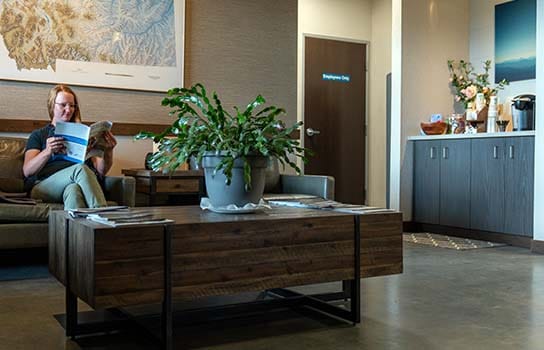 Transfusion patient in waiting room